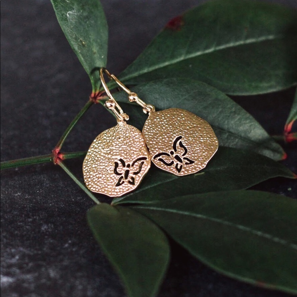 Gold butterfly earrings